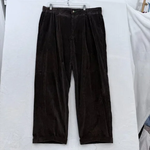 Vintage Tommy Hilfiger Corduroy Pants Mens 38x32 (38x28) Brown Baggy Relaxed Fit - Picture 1 of 13